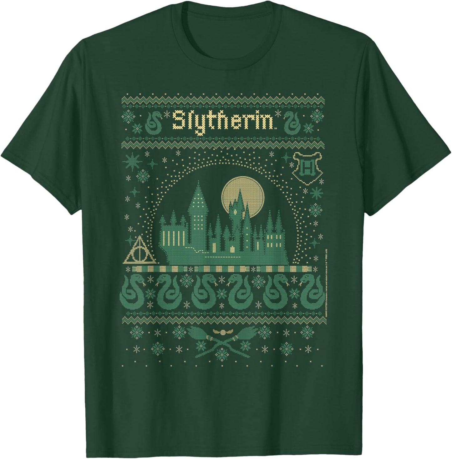 Harry Potter Christmas Slytherin Ugly Sweater T-Shirt - T-Shirt | Forest