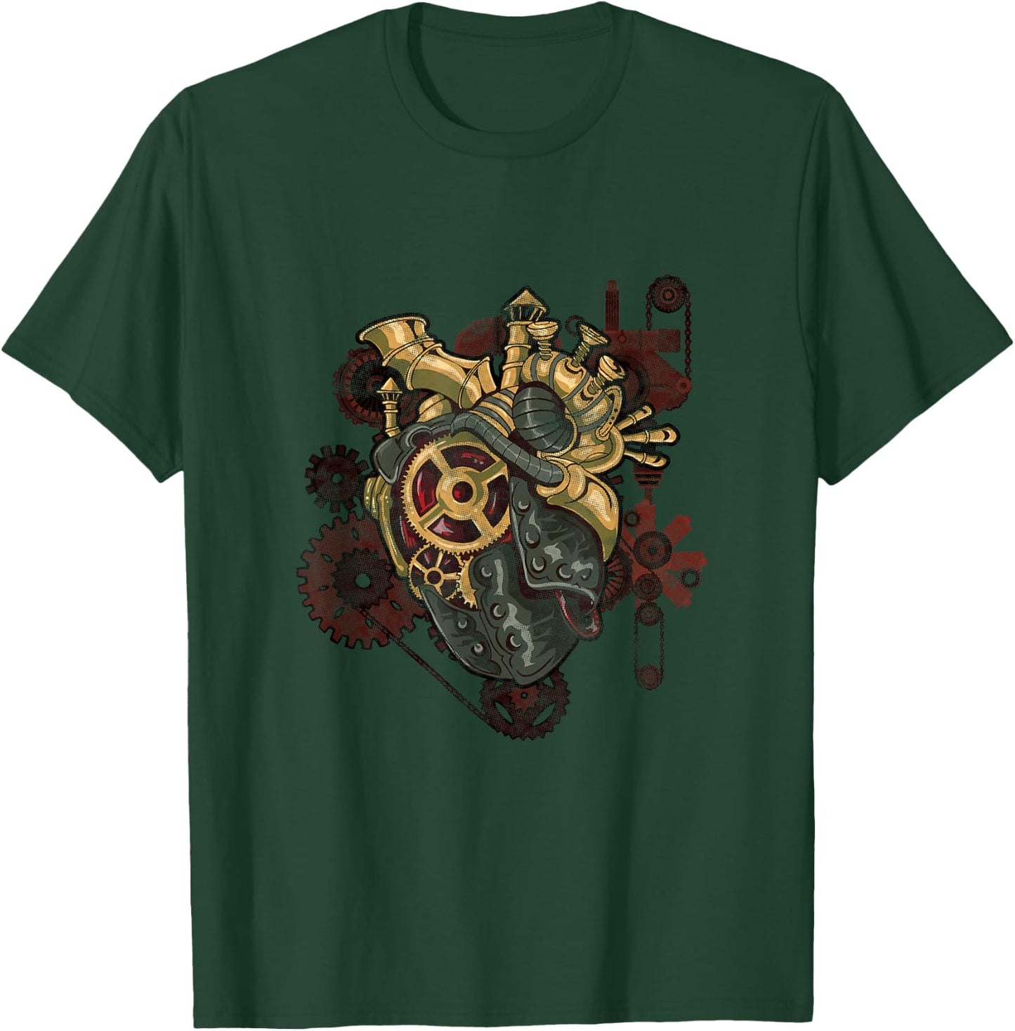 Steampunk Heart Robot Cosplay Scifi Mechanical Gears Anatomy T-Shirt - T-Shirt | Forest