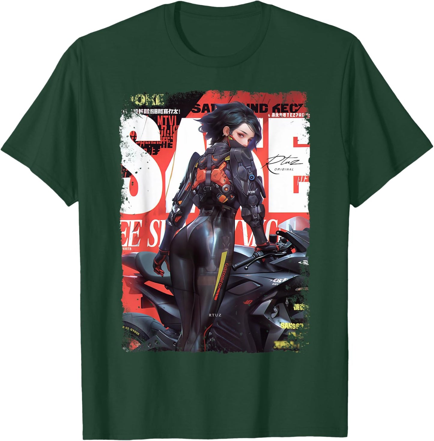 Supersport bike Superbike Pin-up girl racing motorcycle T-Shirt - T-Shirt | Forest