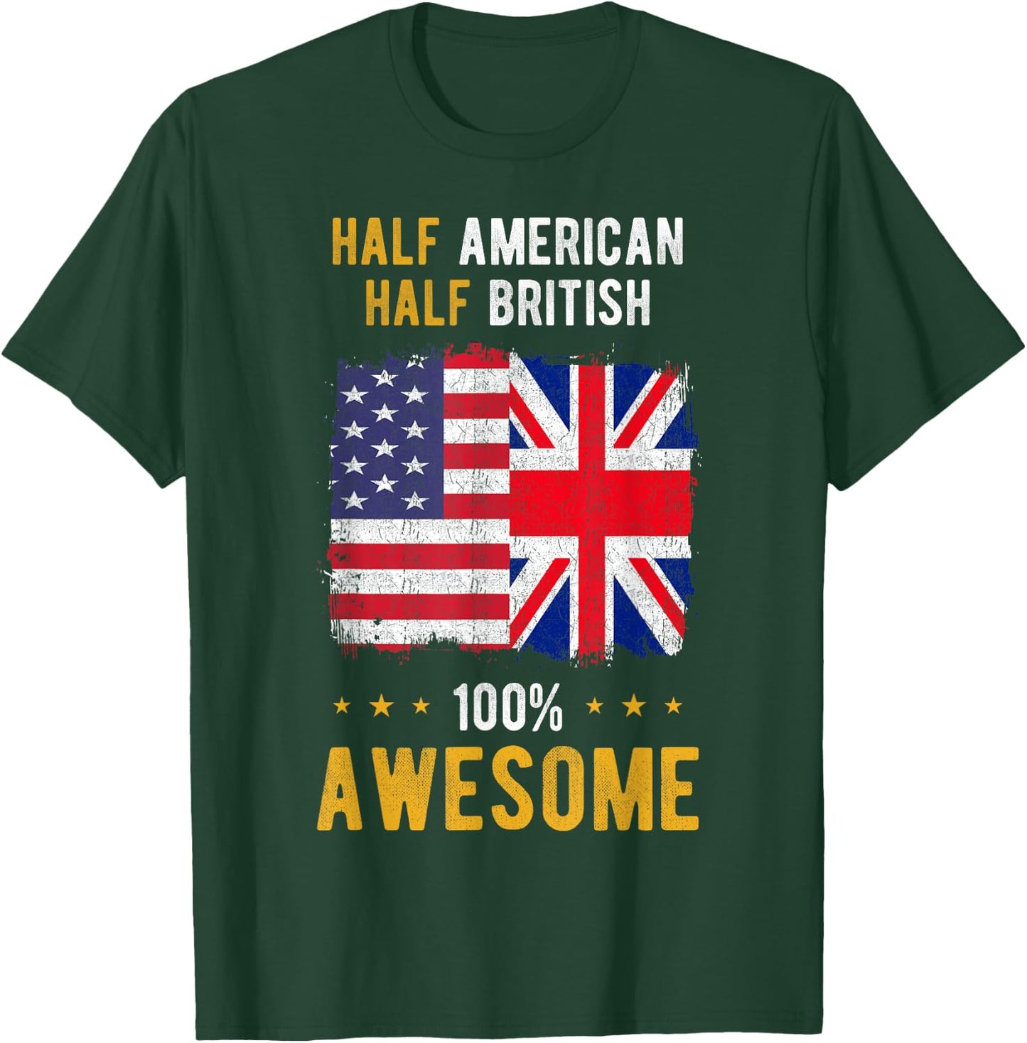 American Great Britain Flag - Half American Half British T-Shirt - T-Shirt | Forest