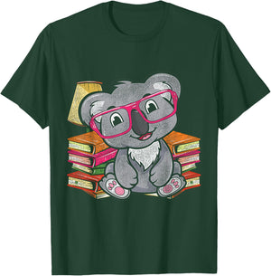 Cute Koala Bear Book Reading Koala T-Shirt - T-Shirt | Forest
