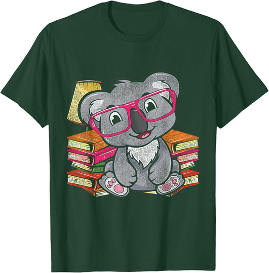 Cute Koala Bear Book Reading Koala T-Shirt - T-Shirt | Forest