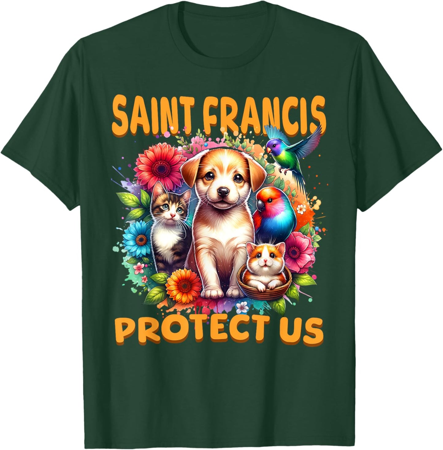 St Francis of Assisi Patron Saint of Animals Cute Catholic T-Shirt - T-Shirt | Forest
