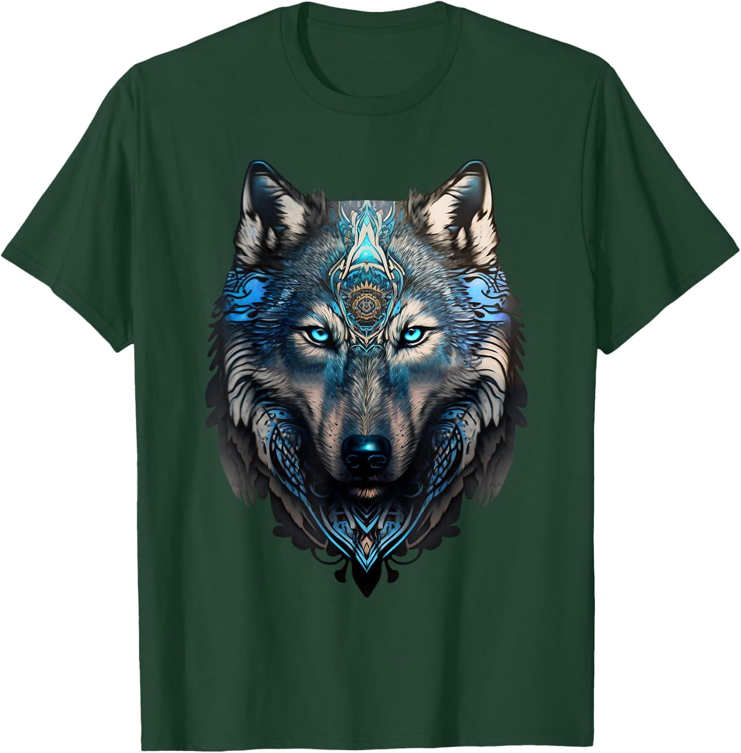 Wolf Majestic Native American Style Grey Wolf & Animal Lover T-Shirt - T-Shirt | Forest