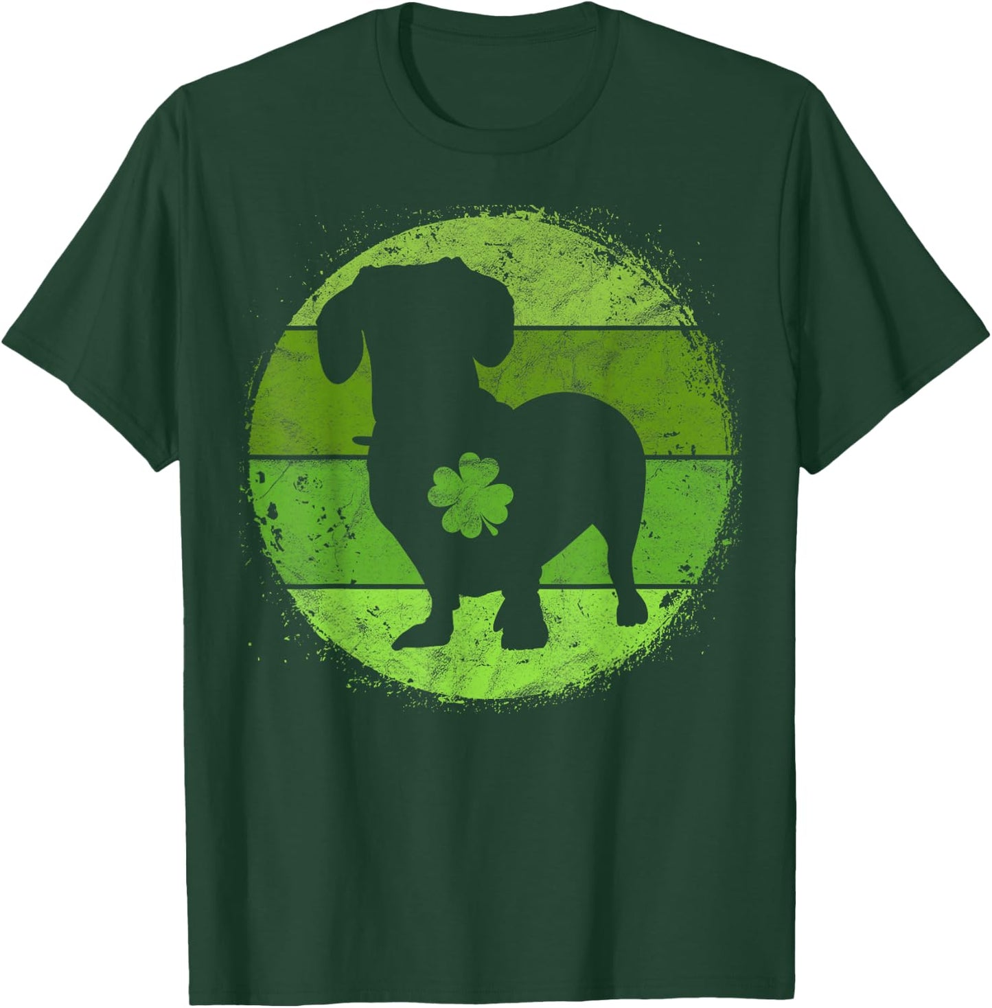 Circular Dachshund Irish Shamrock Doxie St Patricks Day T-Shirt - T-Shirt | Forest