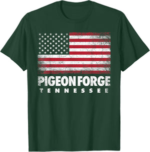 Pigeon Forge Tennessee 4th of July American Flag USA America T-Shirt - T-Shirt | Forest
