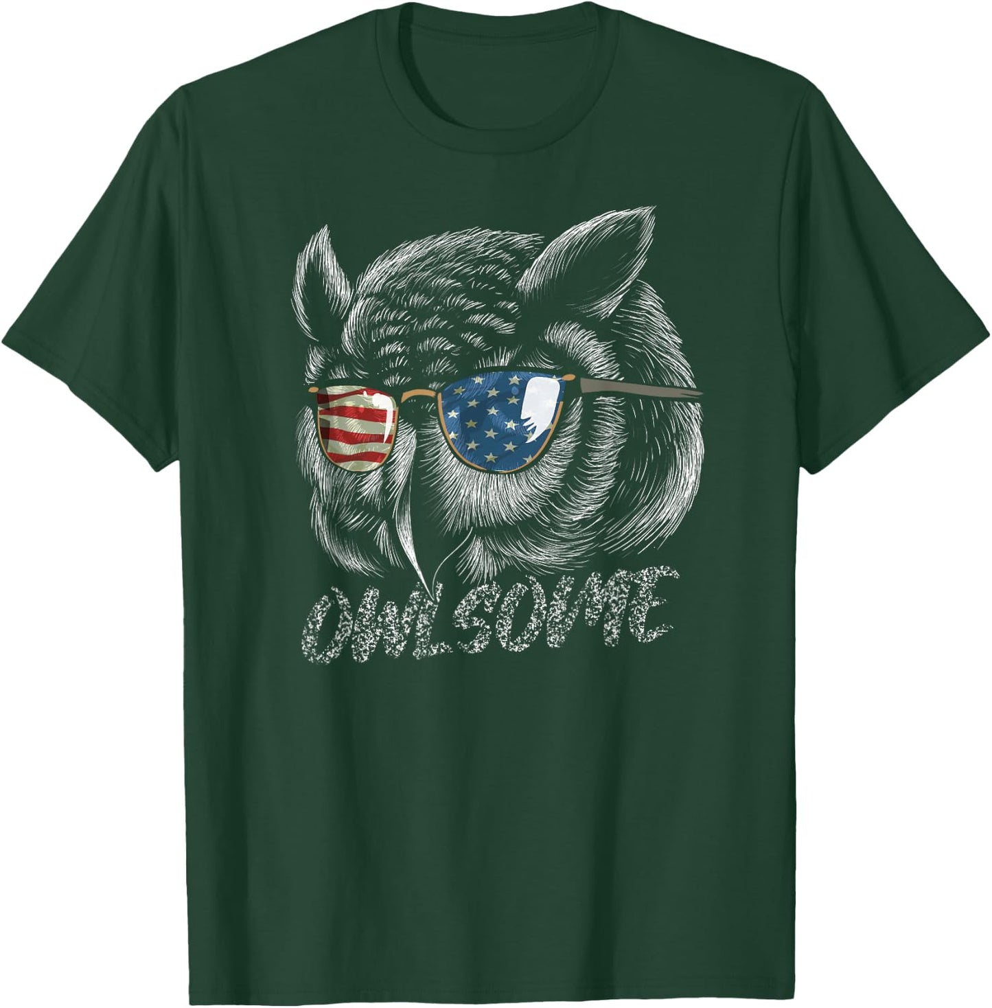 Owlsome Awesome Owl Funny Patriotic Gift Owl Lovers Women Kids Men T-Shirt - T-Shirt | Forest