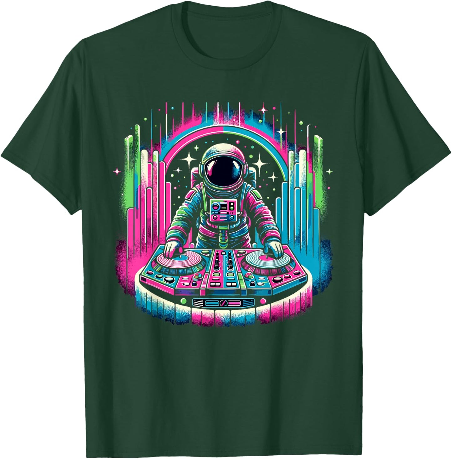 Retro Astronaut DJ Men Women Kids Funny Astronaut T-Shirt - T-Shirt | Forest