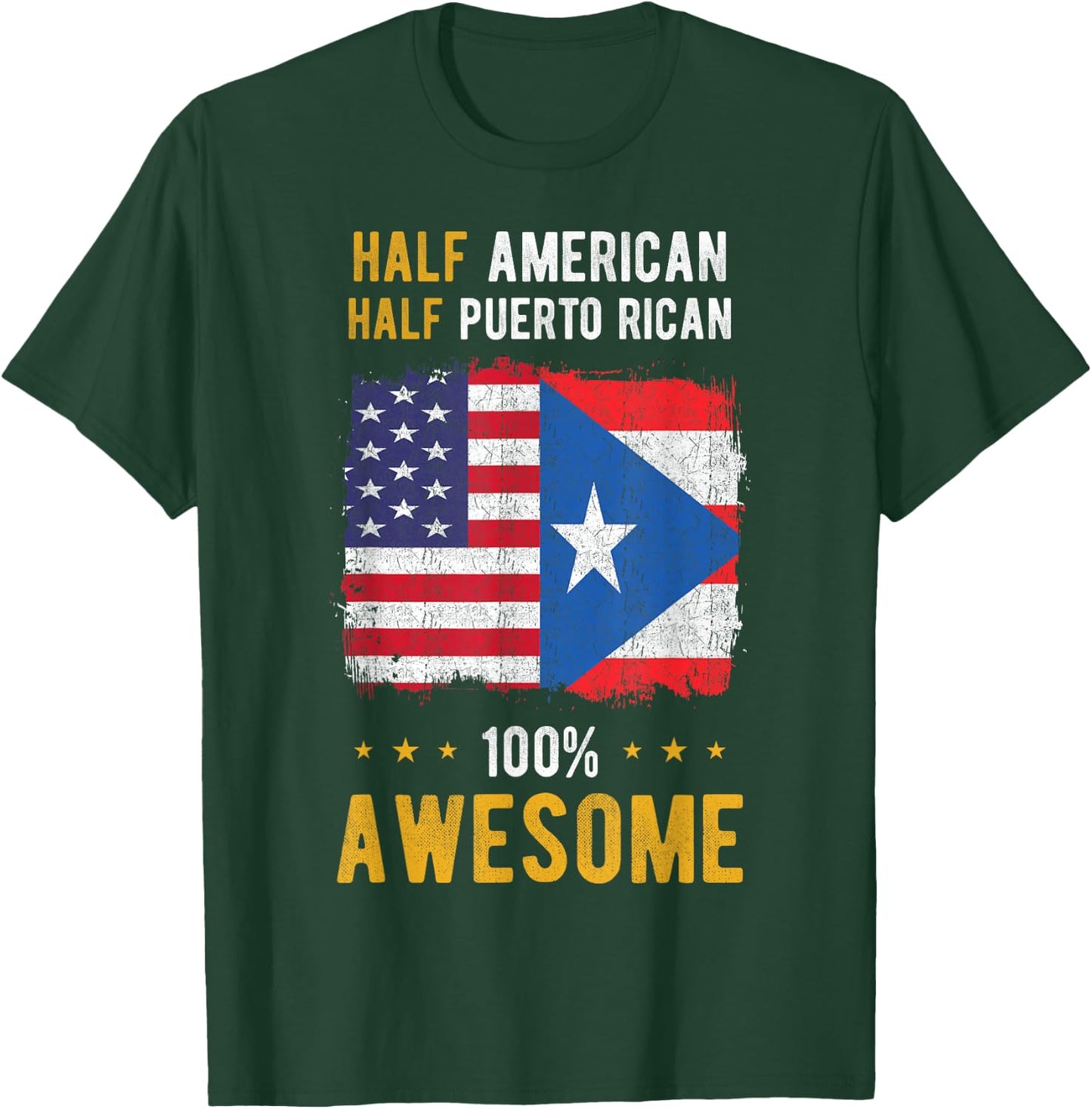 American Puerto Rican Flag - Half American Half Puerto Rican T-Shirt - T-Shirt | Forest