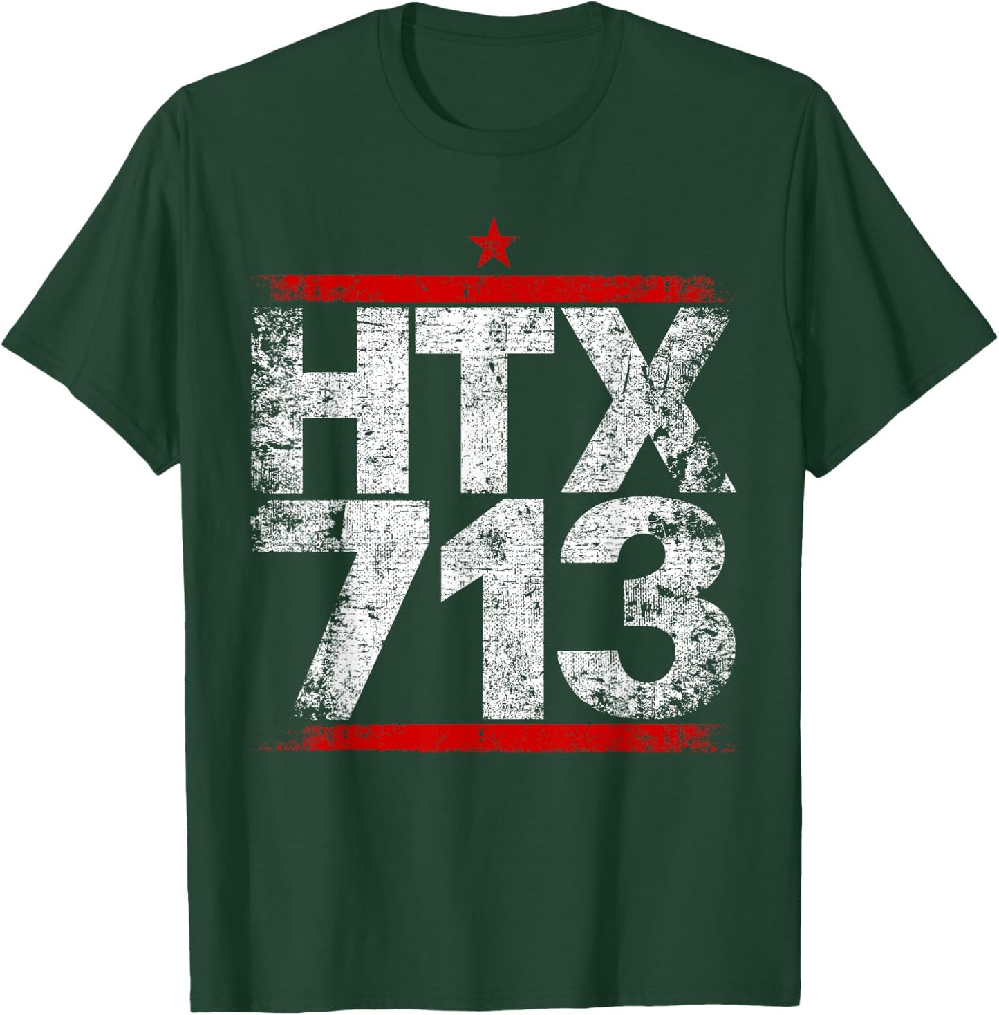 HTX 713 Houston Strong H-Town Distressed Vibe Houston Texas T-Shirt - T-Shirt | Forest