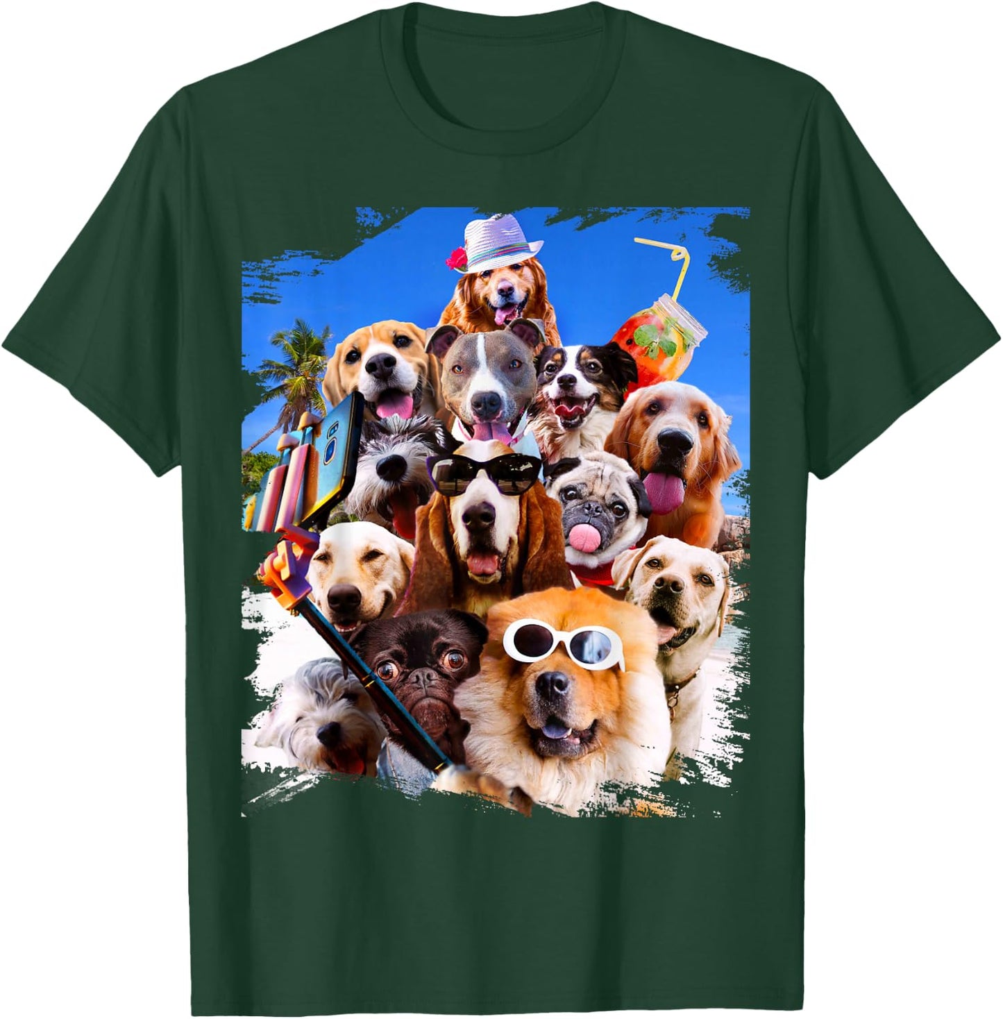 Dog Selfie with Glasses T-Shirt - T-Shirt | Forest