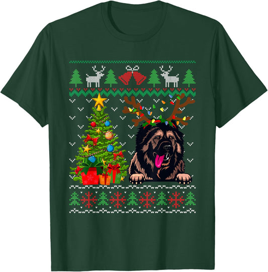 Caucasian Shepherd Dog Merry Christmas Reindeer Truck Xmas T-Shirt - T-Shirt | Forest