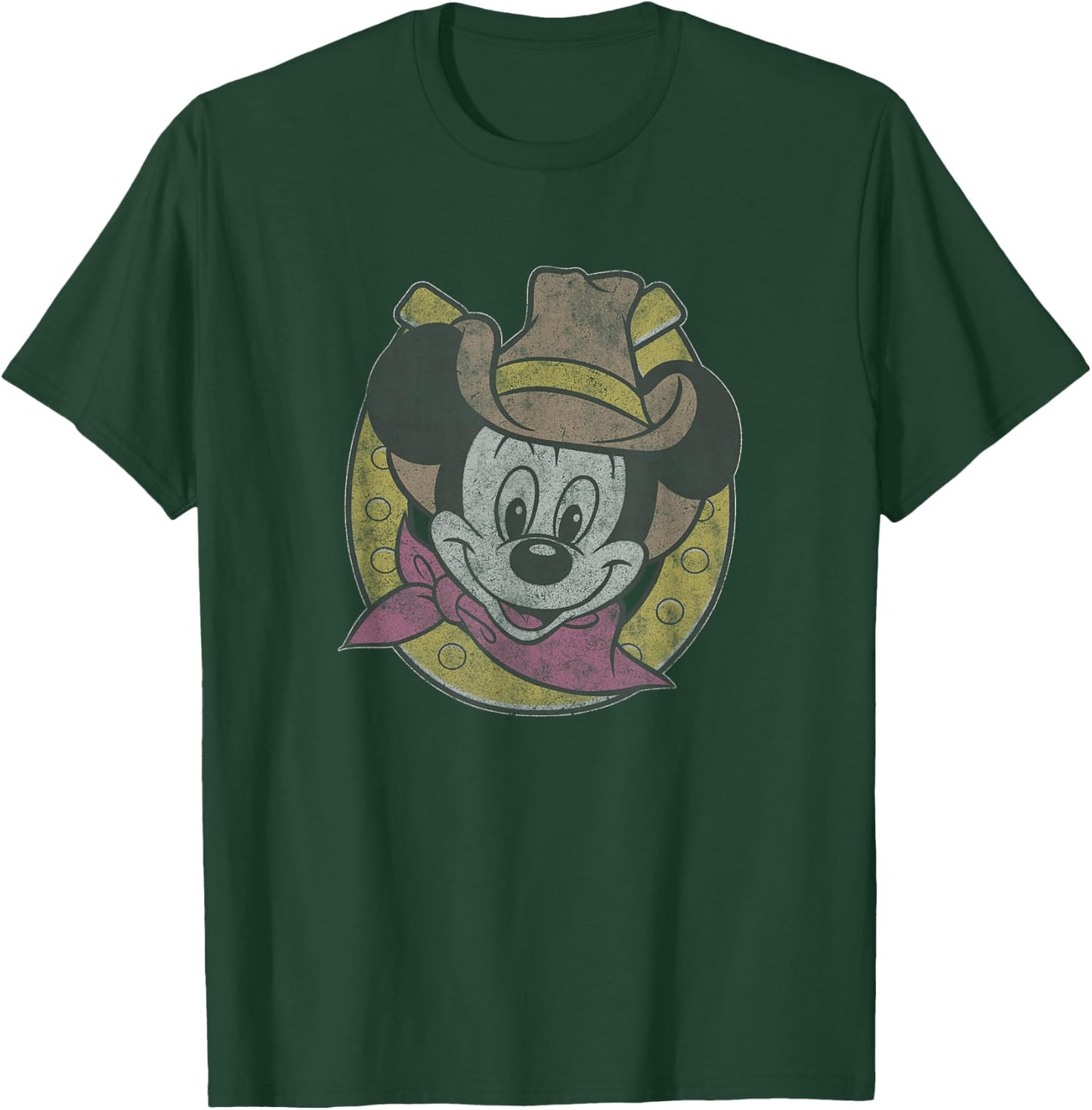 Disney Mickey Cowboy Classic Horseshoe Hat T-Shirt - T-Shirt | Forest