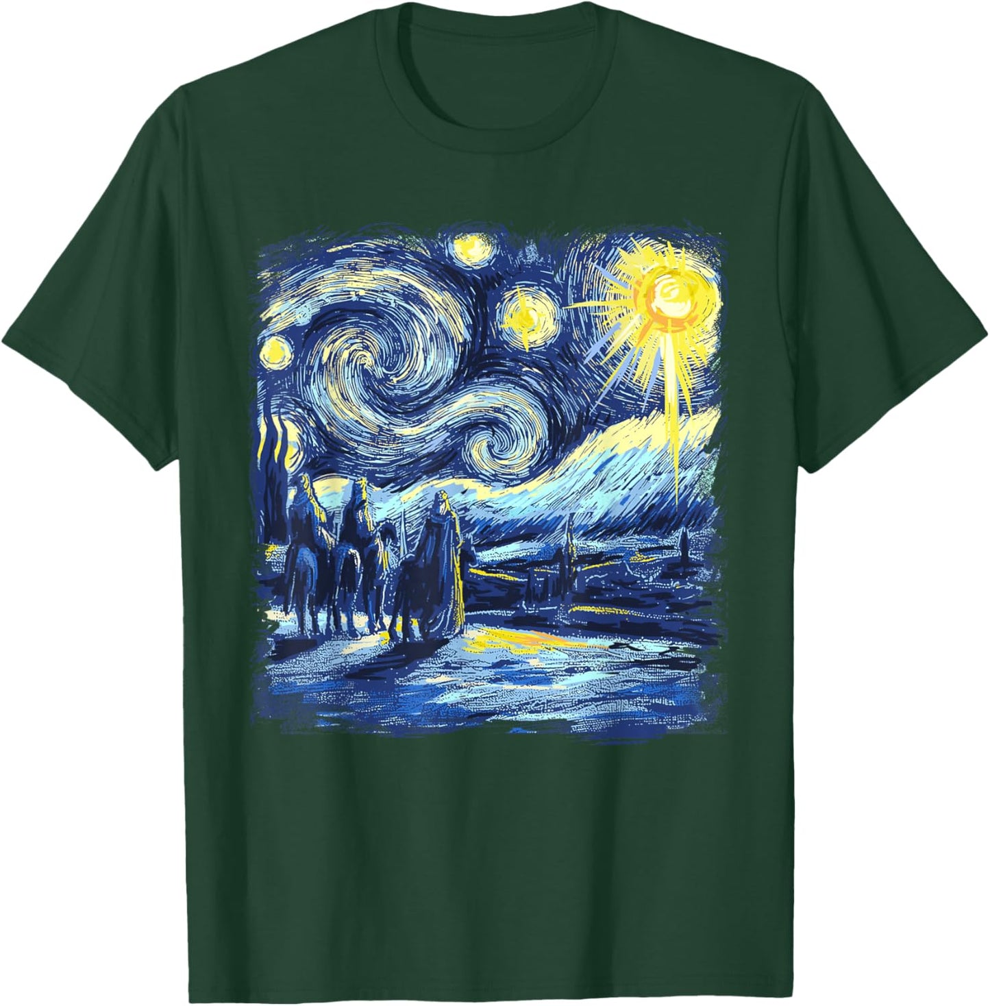 Van Gogh Shirt Starry Night Three Wise Men Funny Christian T-Shirt - T-Shirt | Forest