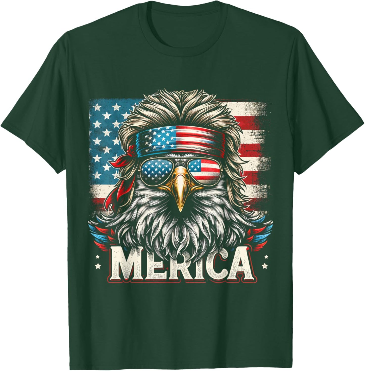 4th of July Patriotic Funny Eagle July 4th USA Merica T-Shirt - T-Shirt | Forest