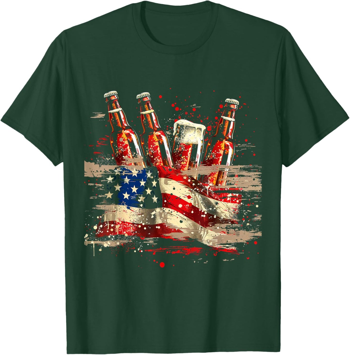 American Flag Beer T-Shirt - T-Shirt | Forest