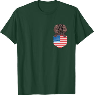 America Flag Boykin Spaniel Dog In Pocket T-Shirt - T-Shirt | Forest