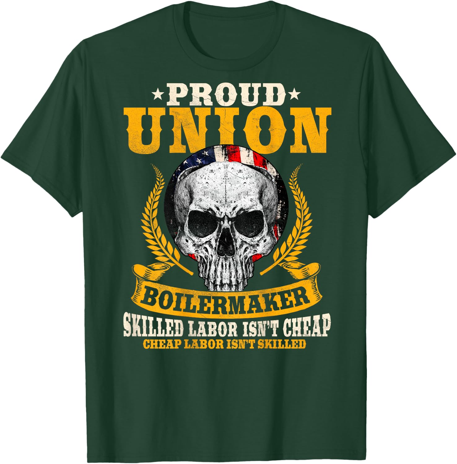 Union Boilermaker Design On Back Of Clothing T-Shirt - T-Shirt | Forest