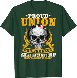Union Boilermaker Design On Back Of Clothing T-Shirt - T-Shirt | Forest