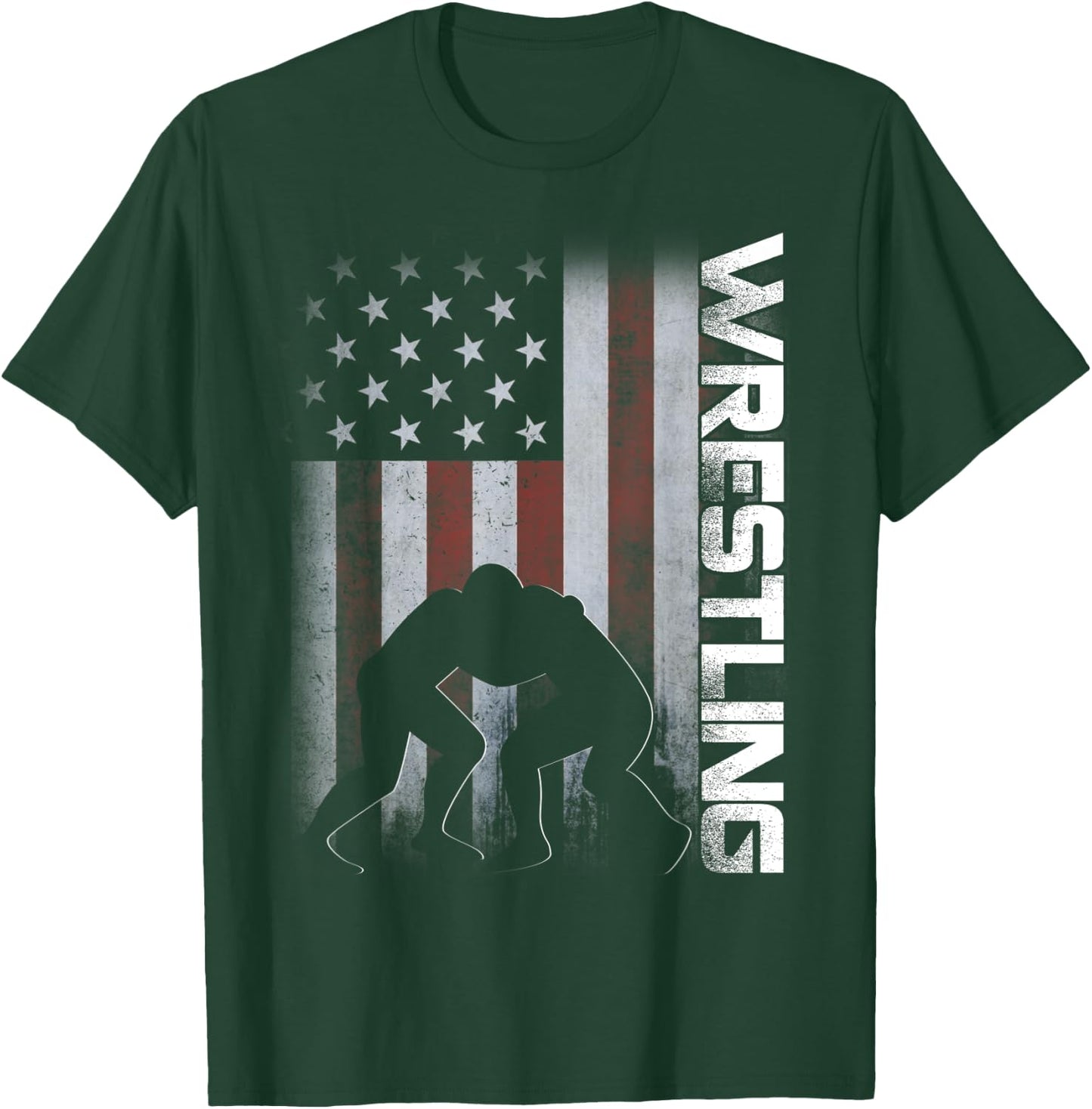 American Flag Wrestling Distressed Wrestle Gift Kids Men T-Shirt - T-Shirt | Forest