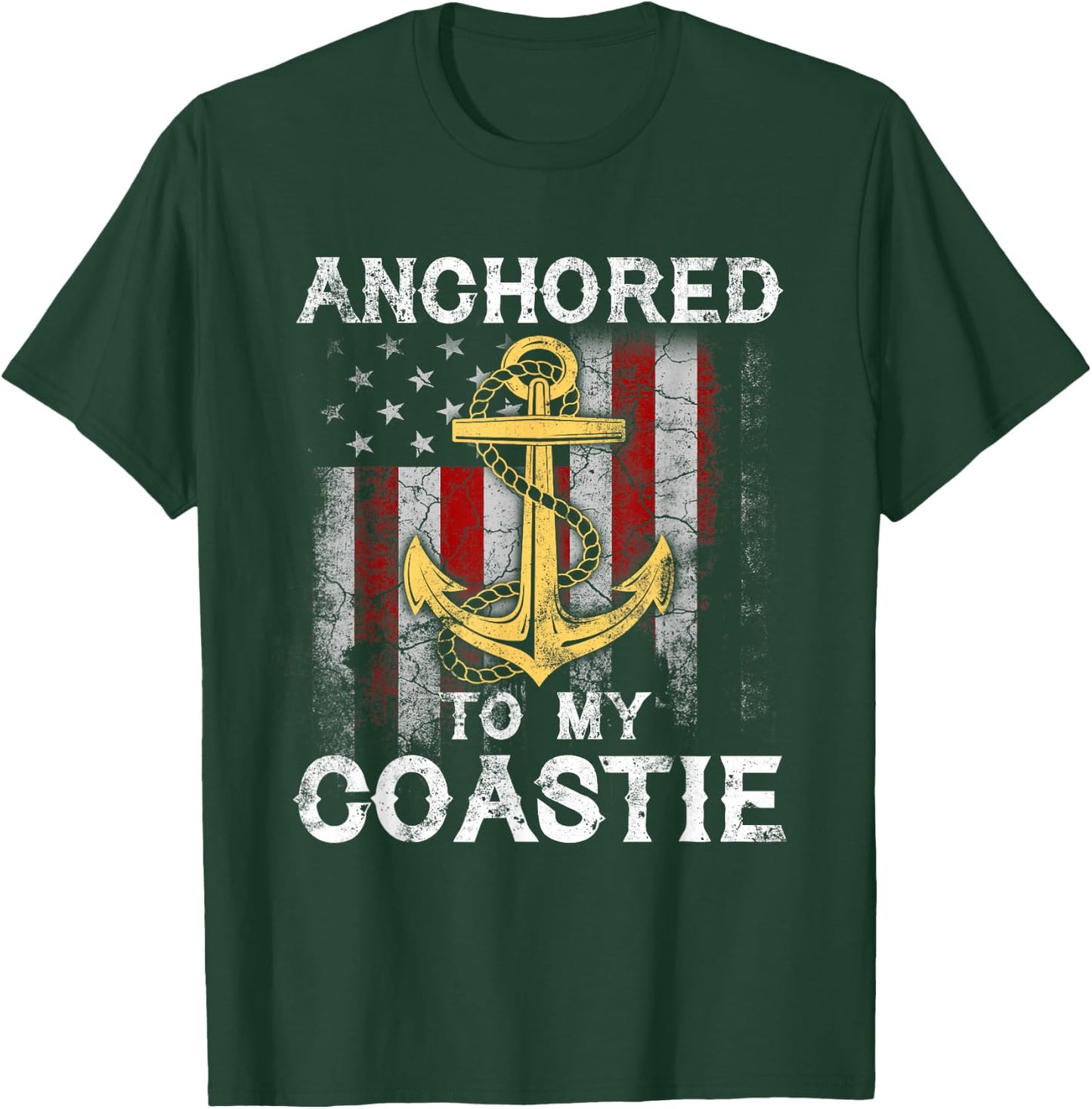 US Coast Guard Veteran Coastie Wife USCG Veteran Flag T-Shirt - T-Shirt | Forest