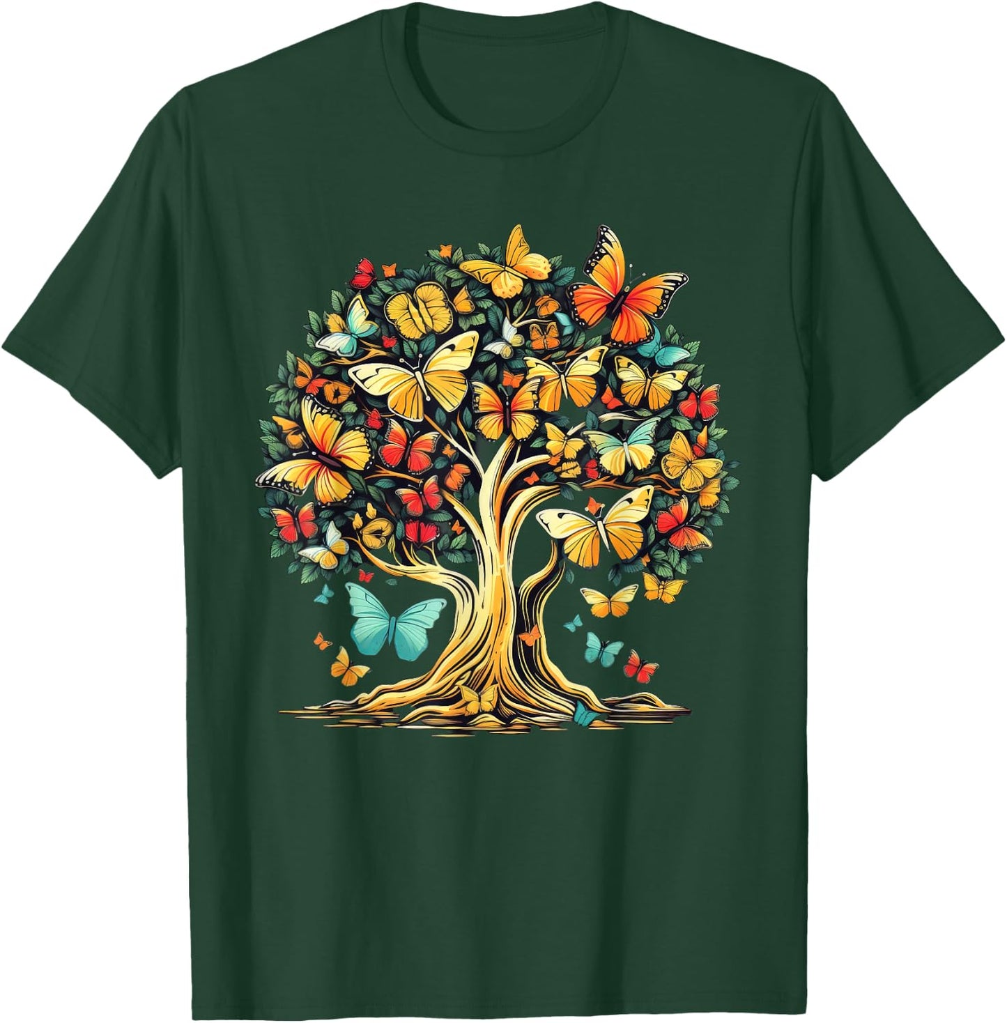 Butterfly Tree Beautiful Butterflies Nature T-Shirt - T-Shirt | Forest