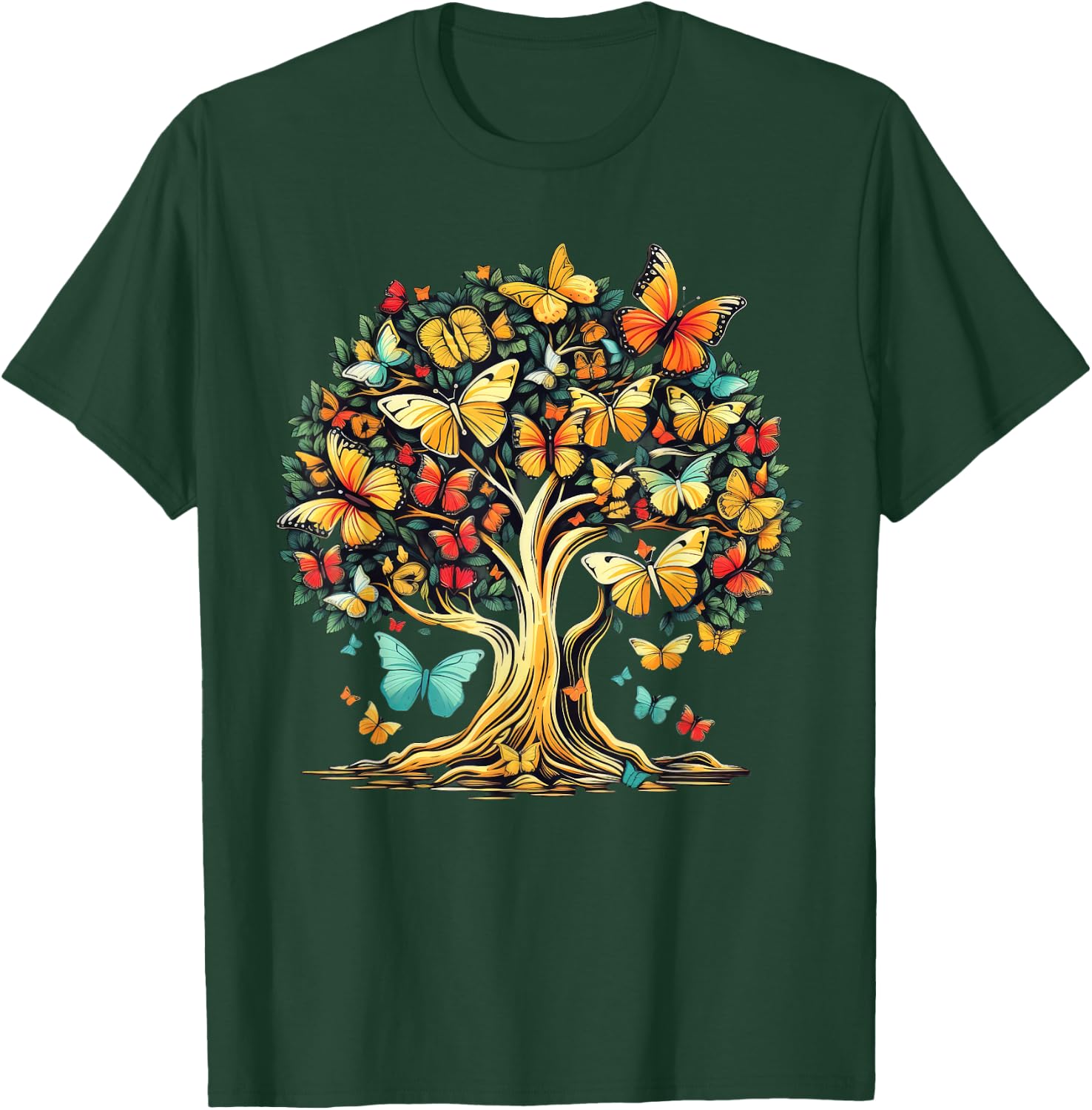 Butterfly Tree Beautiful Butterflies Nature T-Shirt - T-Shirt | Forest