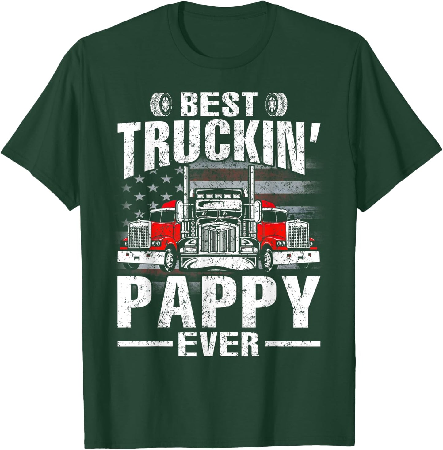 Best Truckin' Pappy Ever USA Flag Men T-Shirt - T-Shirt | Forest