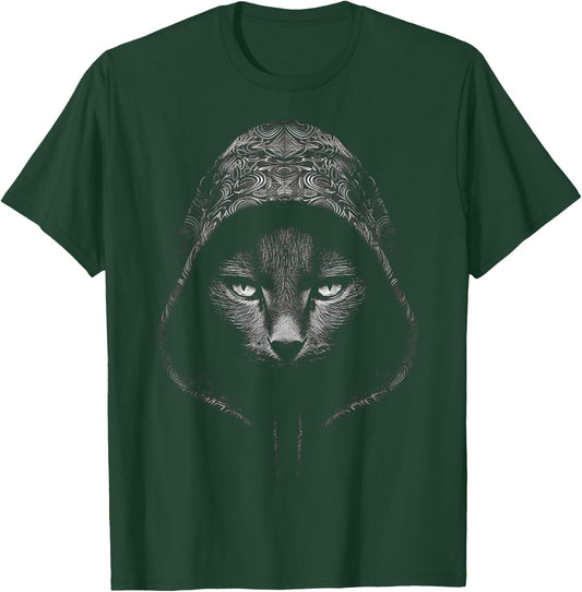 Cat Drawing Illustration Face Animal Art Graphic Cat T-Shirt - T-Shirt | Forest