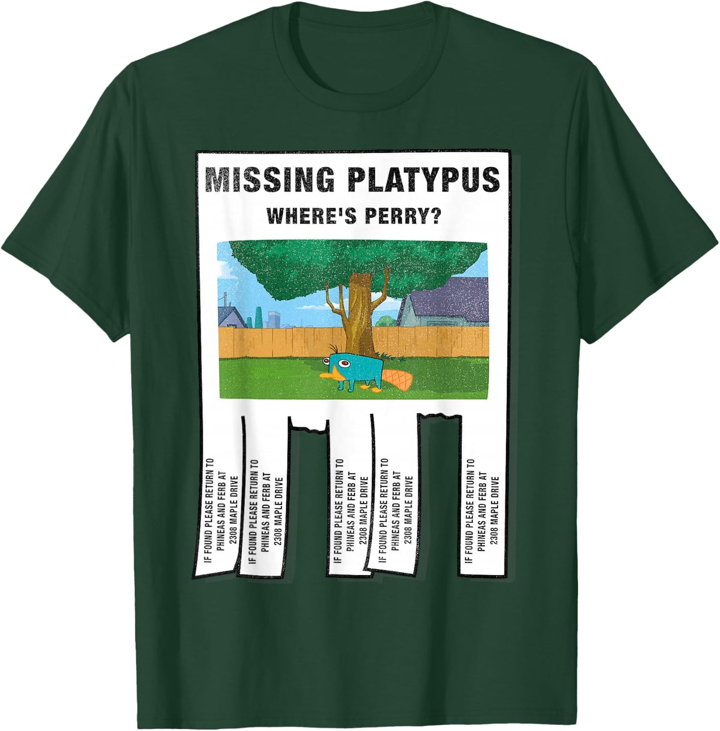 Disney Phineas and Ferb Missing Platypus Poster Small T-Shirt - T-Shirt | Forest
