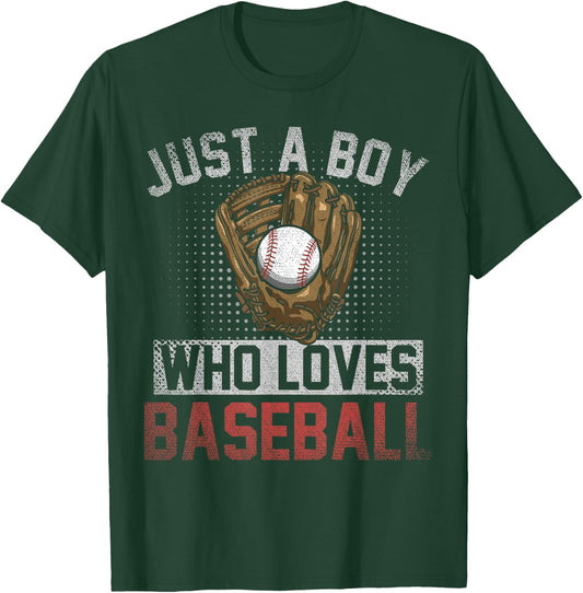 Just A Boy Who Loves Baseball Fan Pitcher Boys Baseball T-Shirt - T-Shirt | Forest
