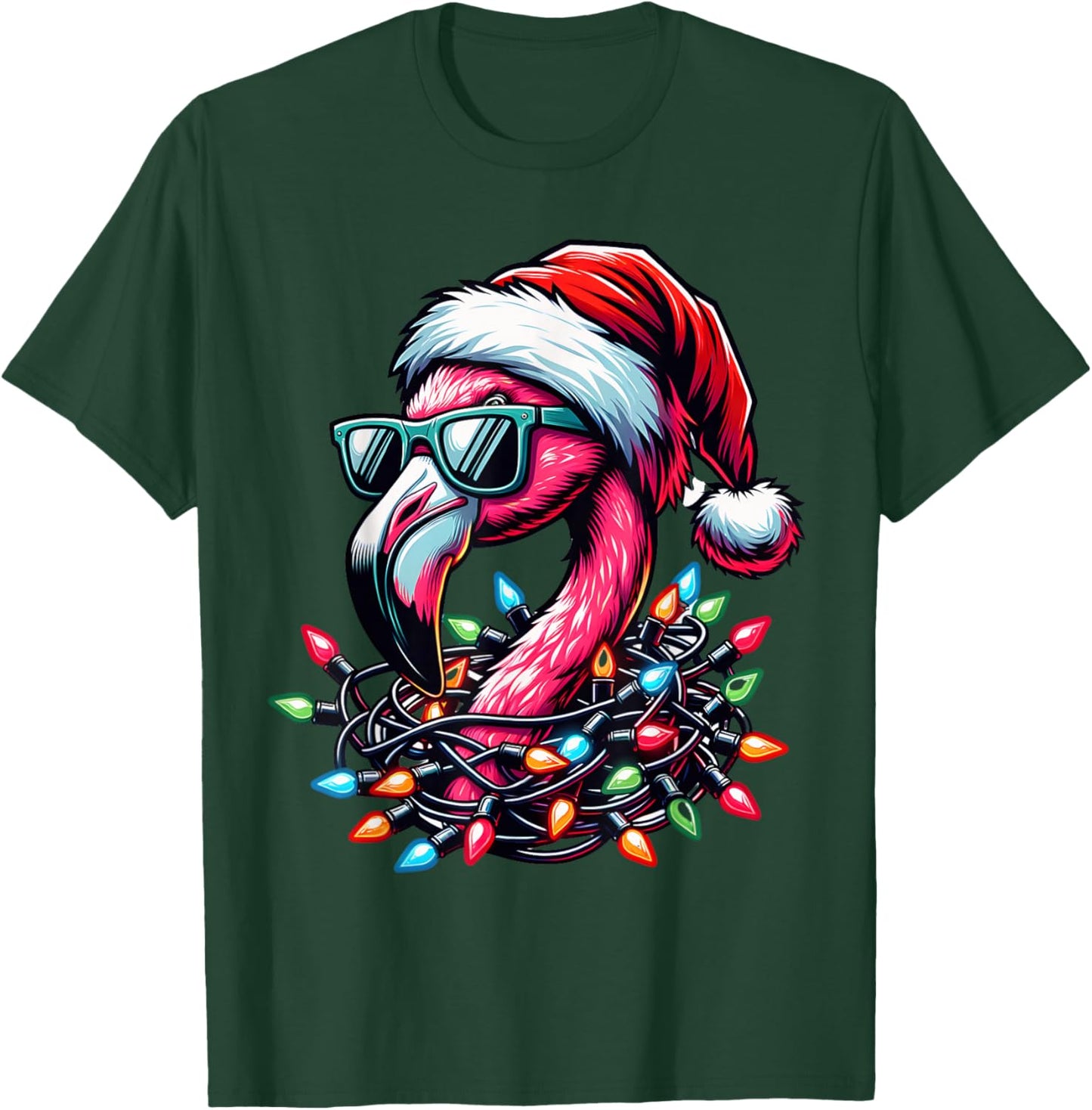Funny Tropical Pink Flamingo Christmas in July Hawaii Summer T-Shirt - T-Shirt | Forest