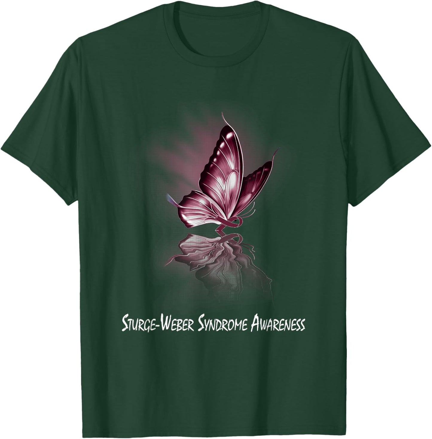 Butterfly Ribbon Sturge-Weber Syndrome Awareness T-Shirt - T-Shirt | Forest