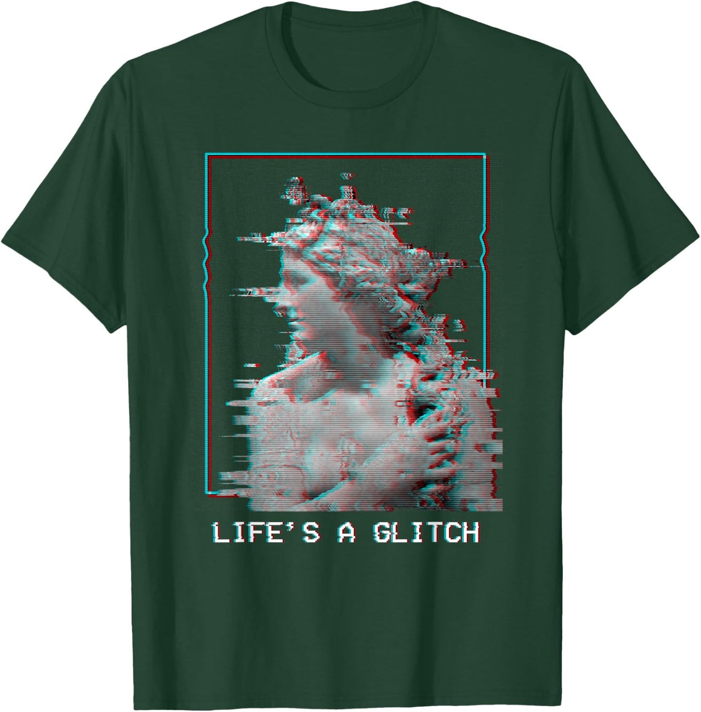 Life's A Glitch - Vaporwave 80s 90s Aesthetic Greek Statue T-Shirt - T-Shirt | Forest
