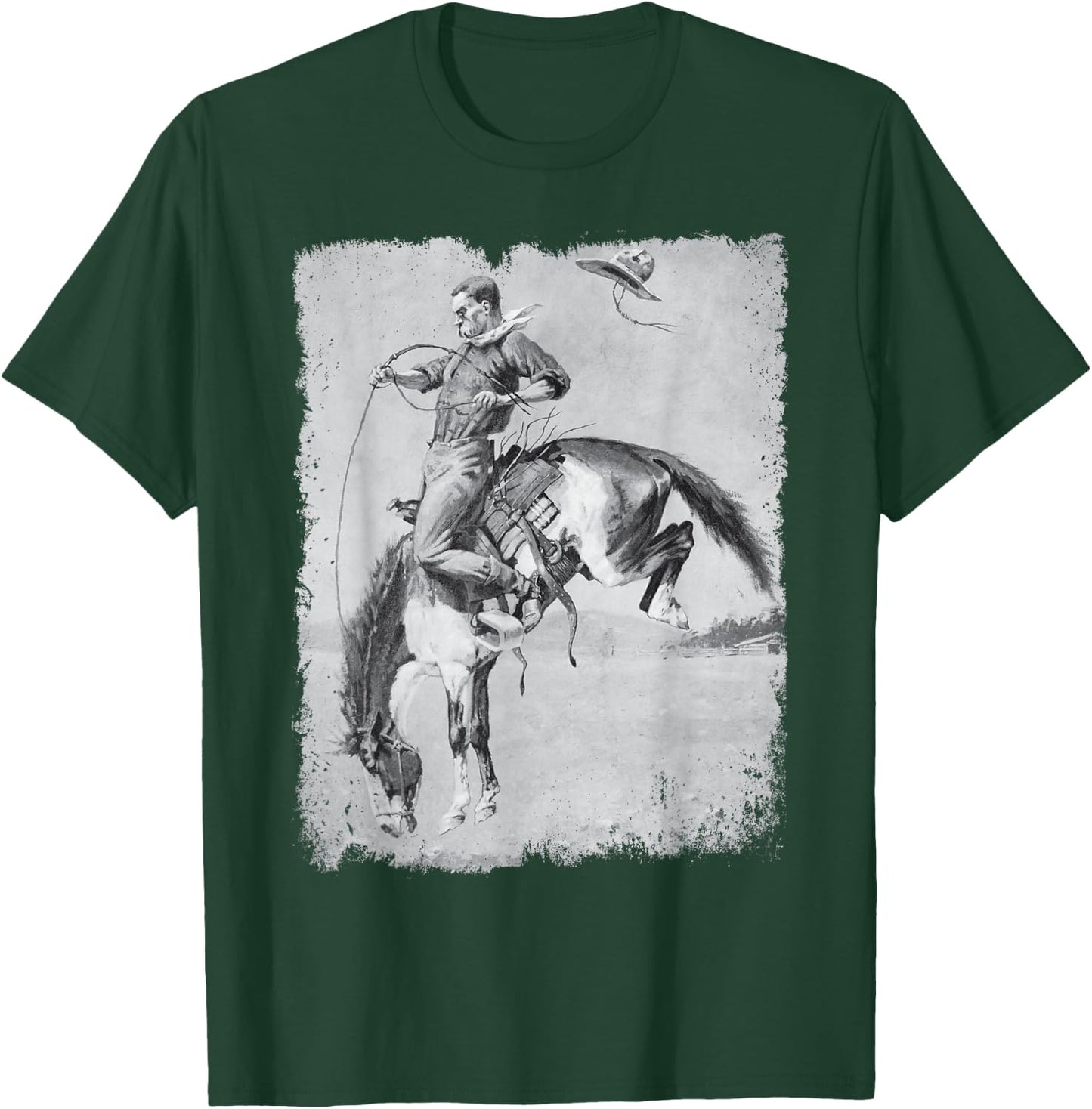 Cowboy Rodeo Horse Western Country Vintage Bronco Riding USA T-Shirt - T-Shirt | Forest