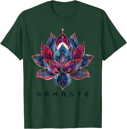 Yoga Namaste Lotus Flower Zen Buddhism Buddhist Buddha T-Shirt - T-Shirt | Forest