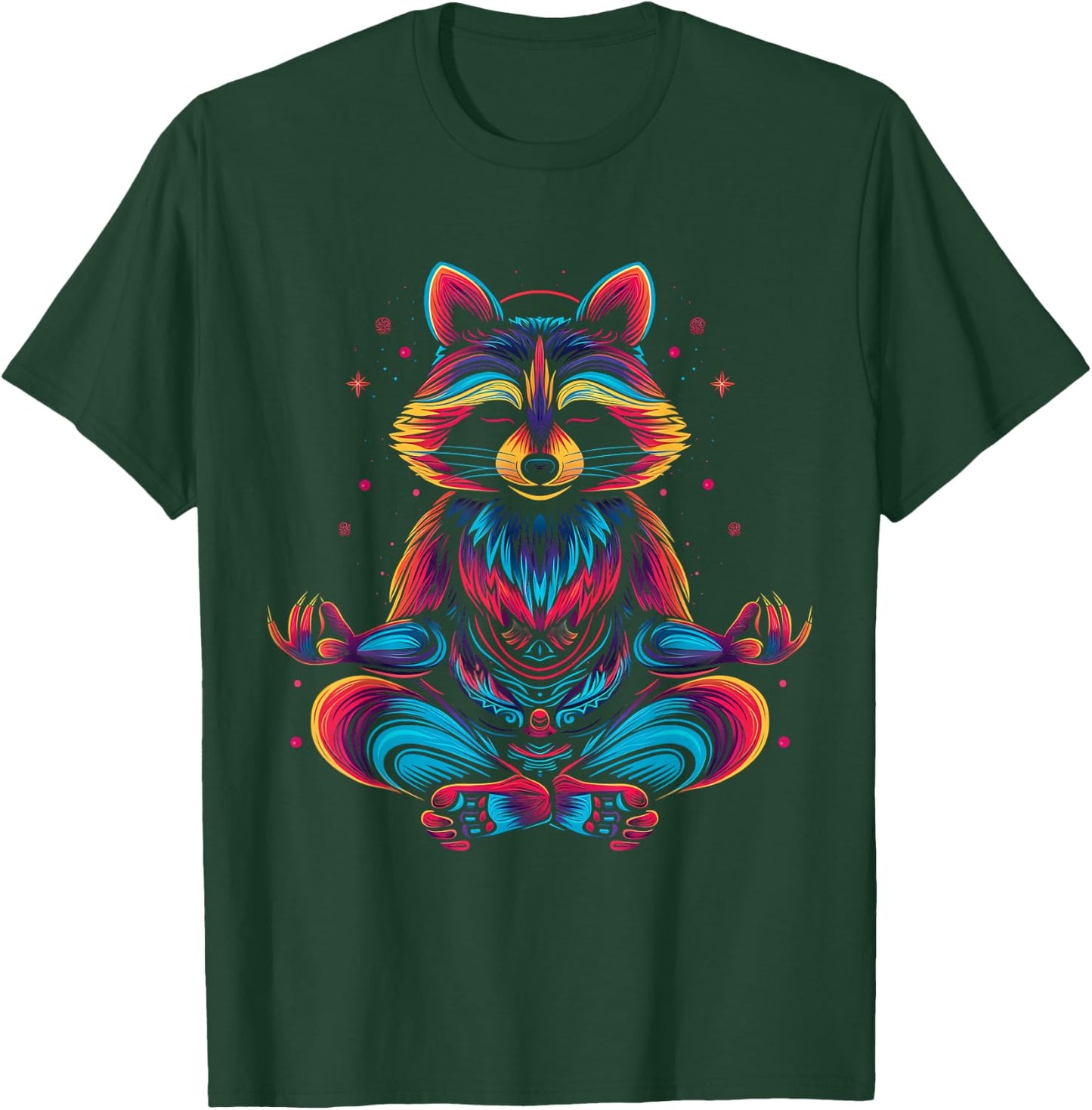 Raccoon Meditating Animal Meditation Zen Funny Yoga Yogi T-Shirt - T-Shirt | Forest