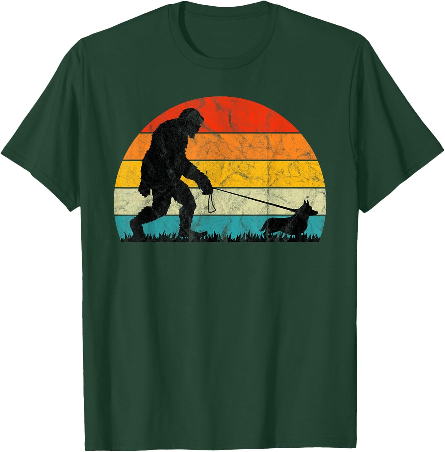 Bigfoot Walking Corgi Dog Training Puppies Mom Dad Lover Women Girls Kids T-Shirt - T-Shirt | Forest