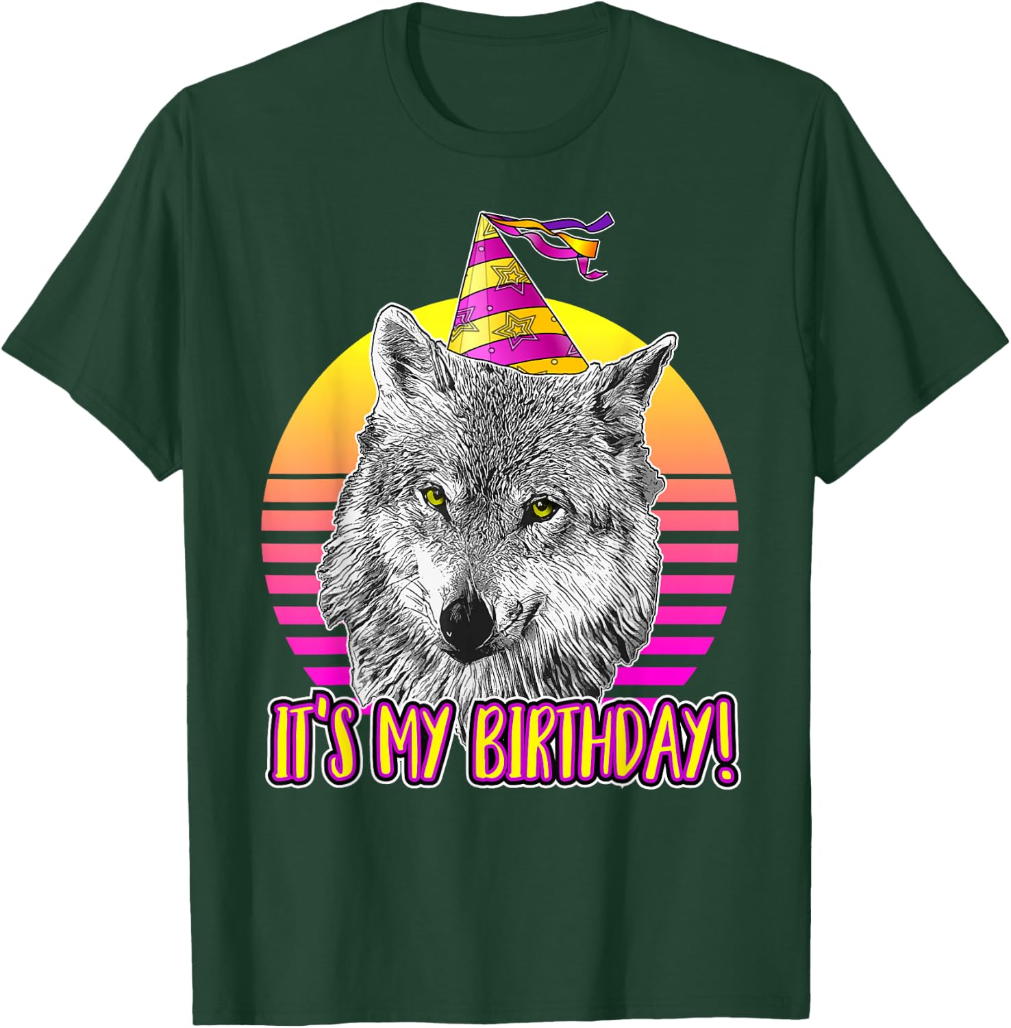 Wolf Themed Birthday Party - Cute Retro Wolves Lover T-Shirt - T-Shirt | Forest