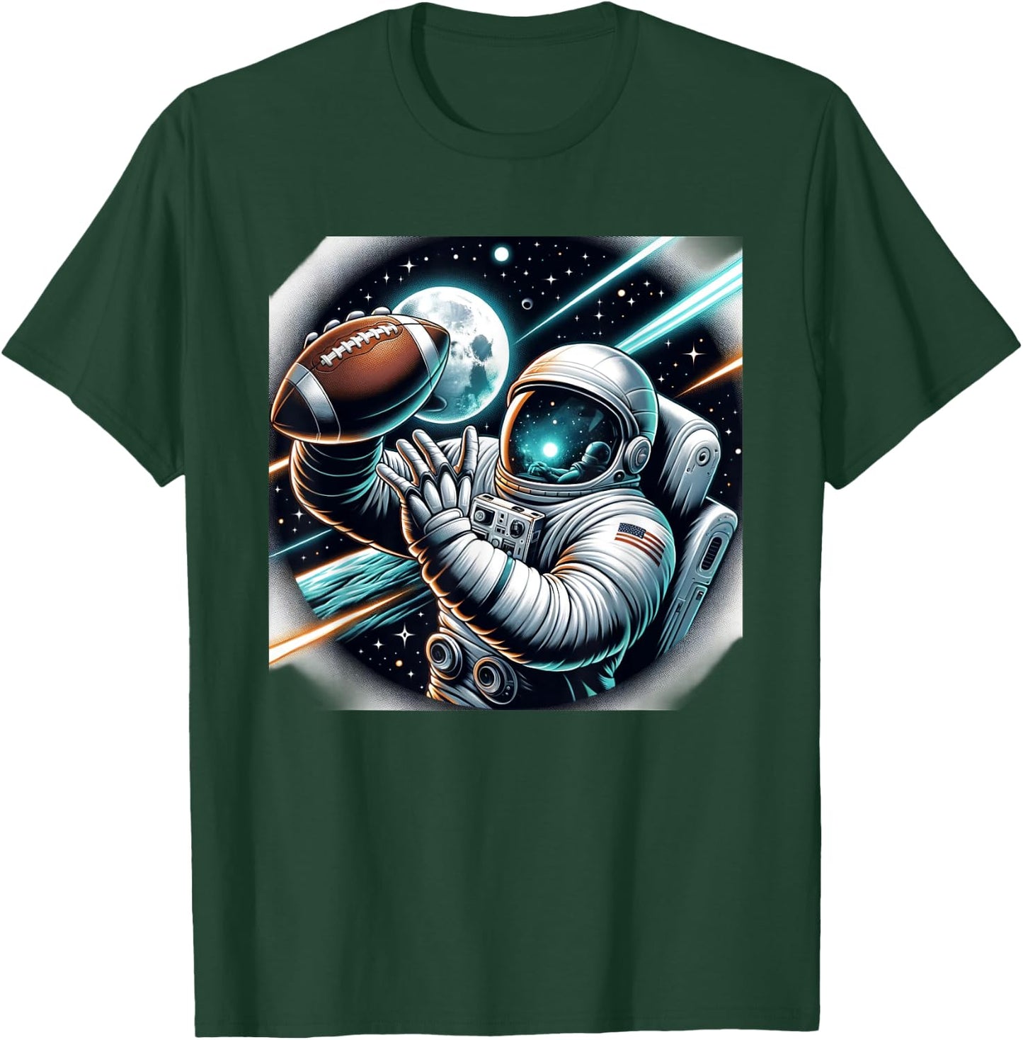 Astronaut Playing Football In Space T-Shirt - T-Shirt | Forest