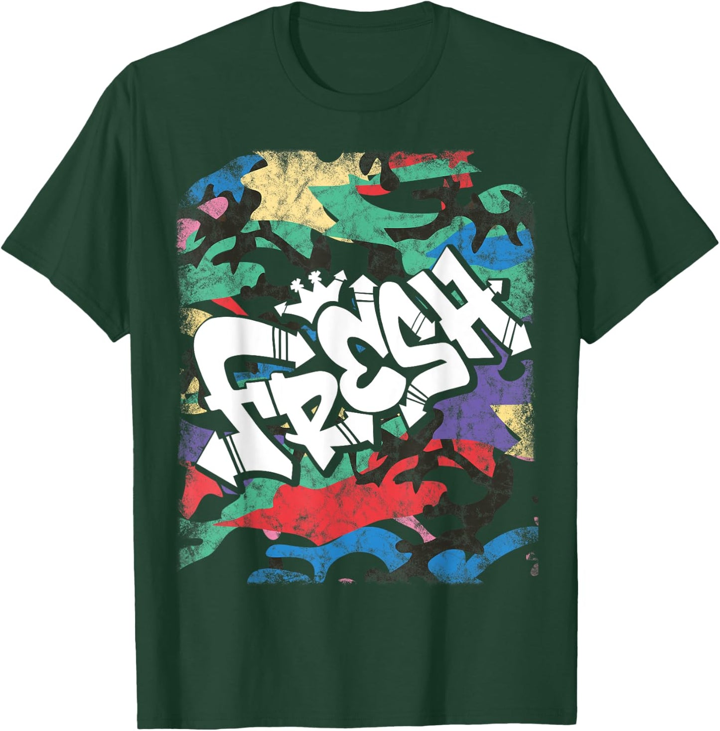 Fresh Hip Hop 80s 90s Old School Camo Rap Urban Slang T-Shirt - T-Shirt | Forest