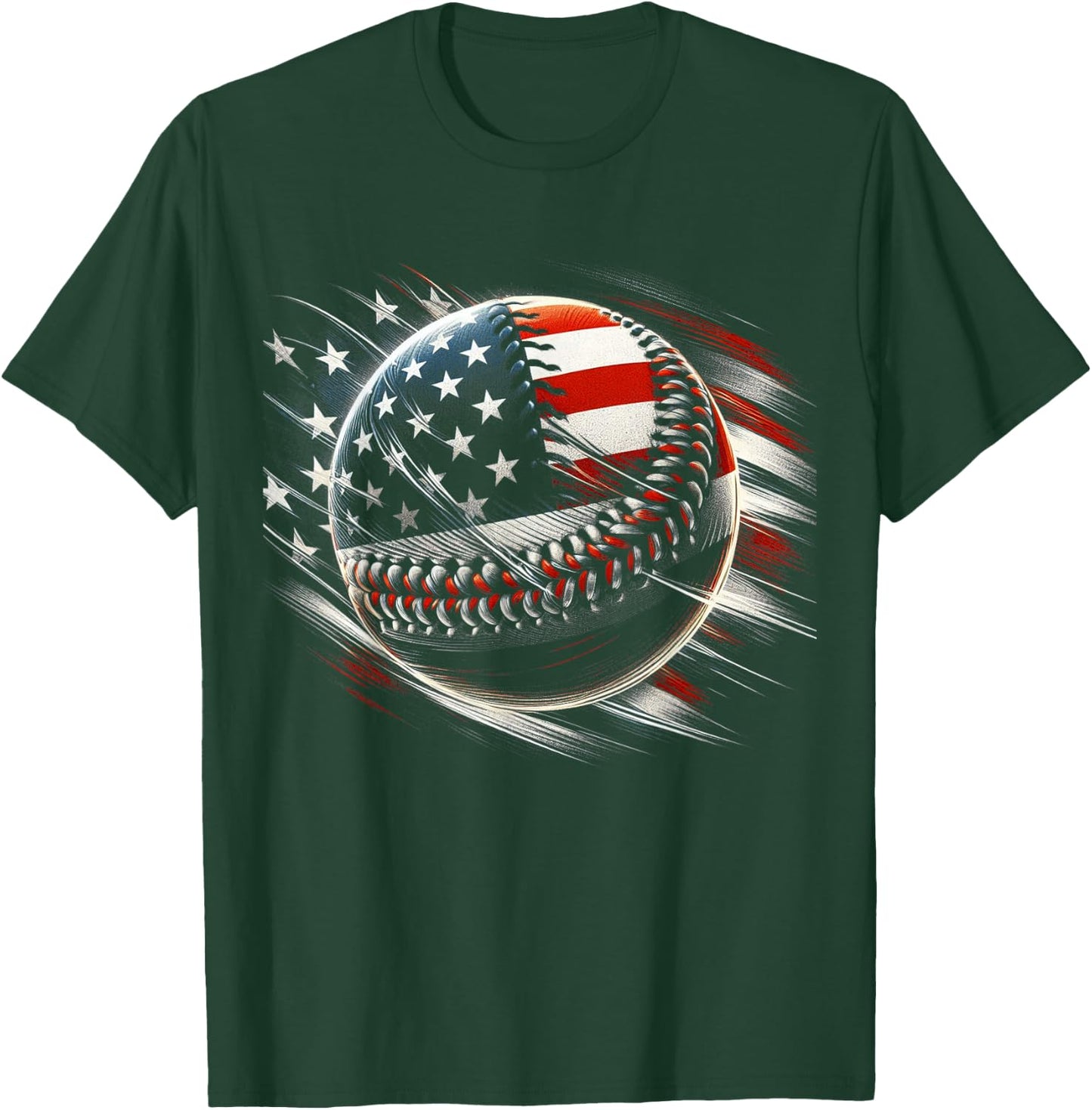 Baseball 4th Of July Men USA American Flag Boys Patriotic T-Shirt - T-Shirt | Forest