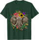 Wowsome! Elephant Floral Animal Face Elephant Lovers -Adults T-Shirt - T-Shirt | Forest
