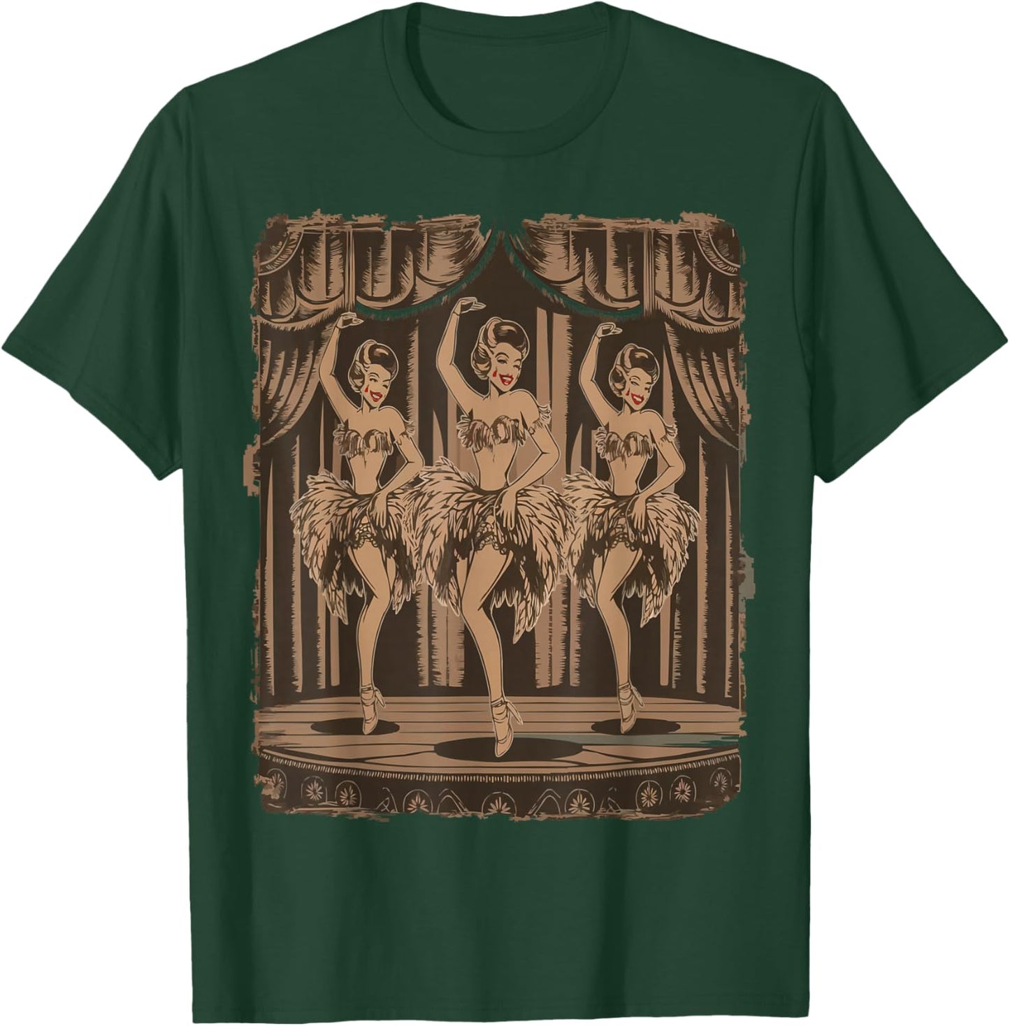 Vintage Showgirls Dancing on Stage in Classic Burlesque Art T-Shirt - T-Shirt | Forest