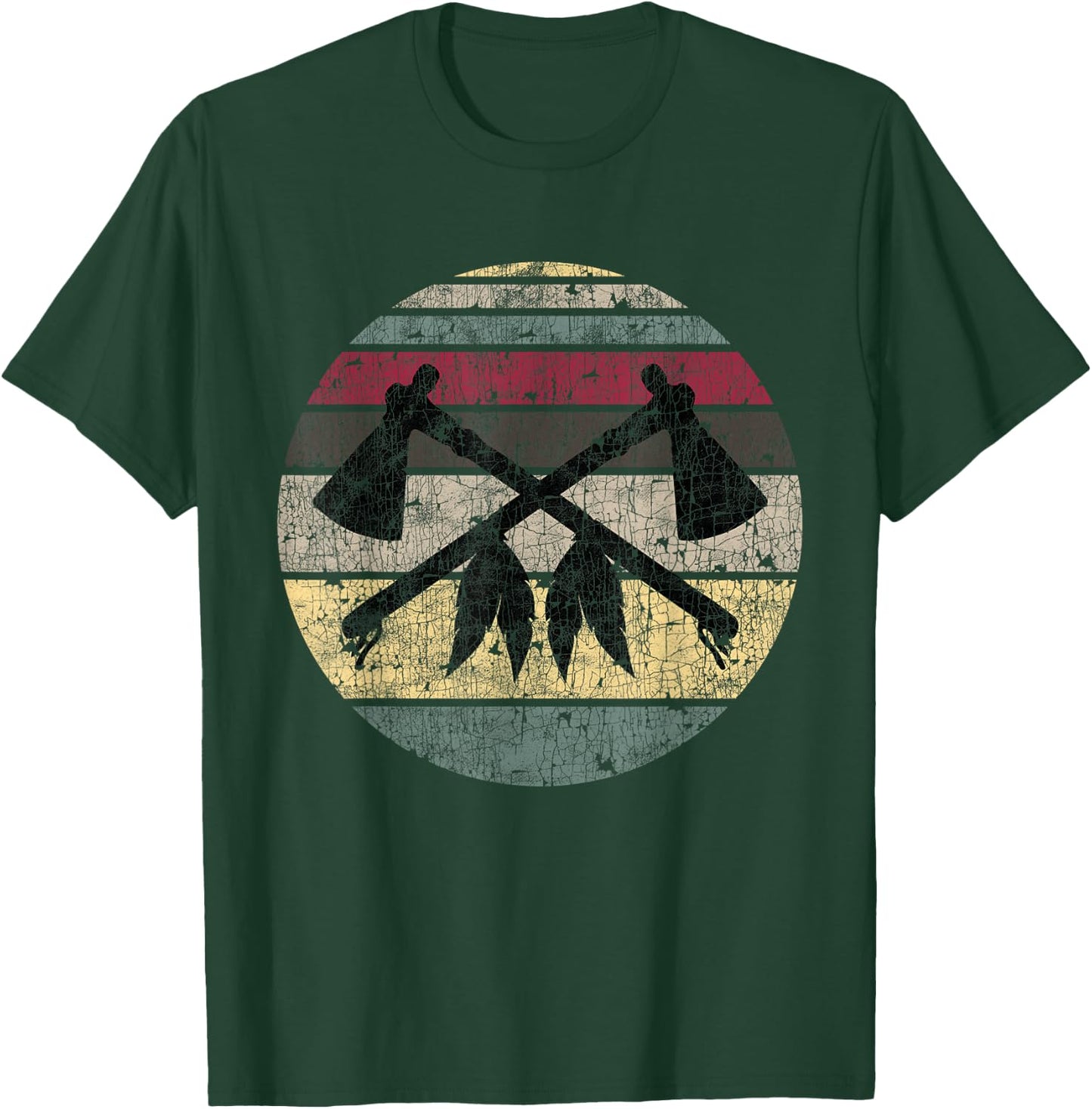 Vintage Native American Throwing Axe Tomahawk Indian Gift T-Shirt - T-Shirt | Forest