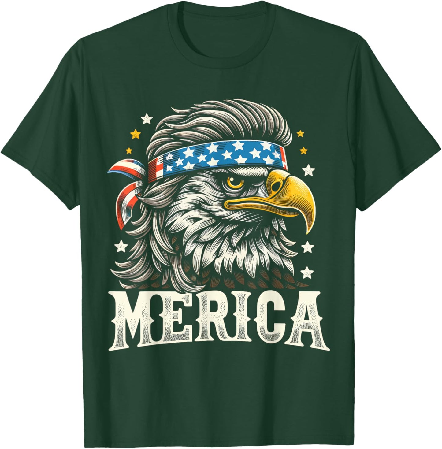 4th of July Patriotic Funny Eagle July 4th USA Merica Kids Men T-Shirt - T-Shirt | Forest