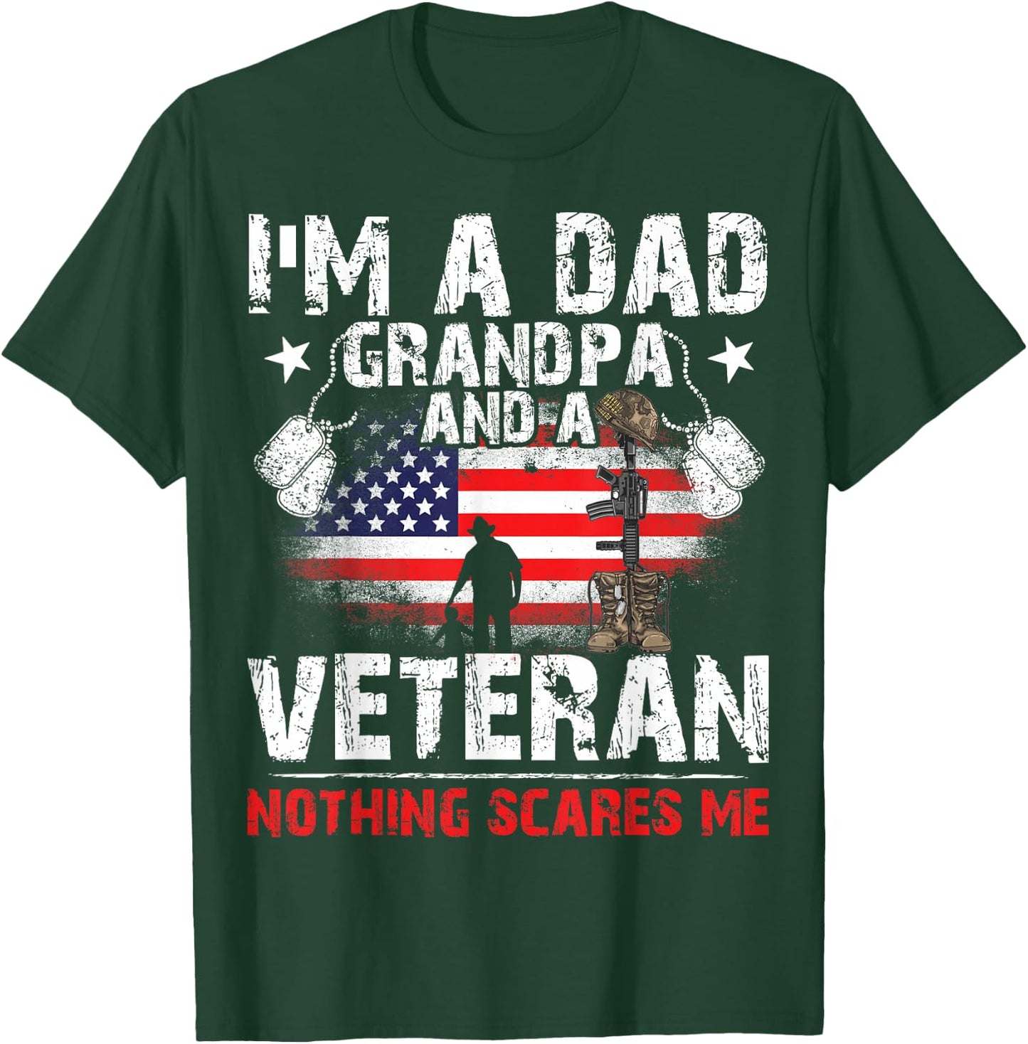 Father's Day - Veterans Day- I'm a Dad Grandpa and a Veteran T-Shirt - T-Shirt | Forest