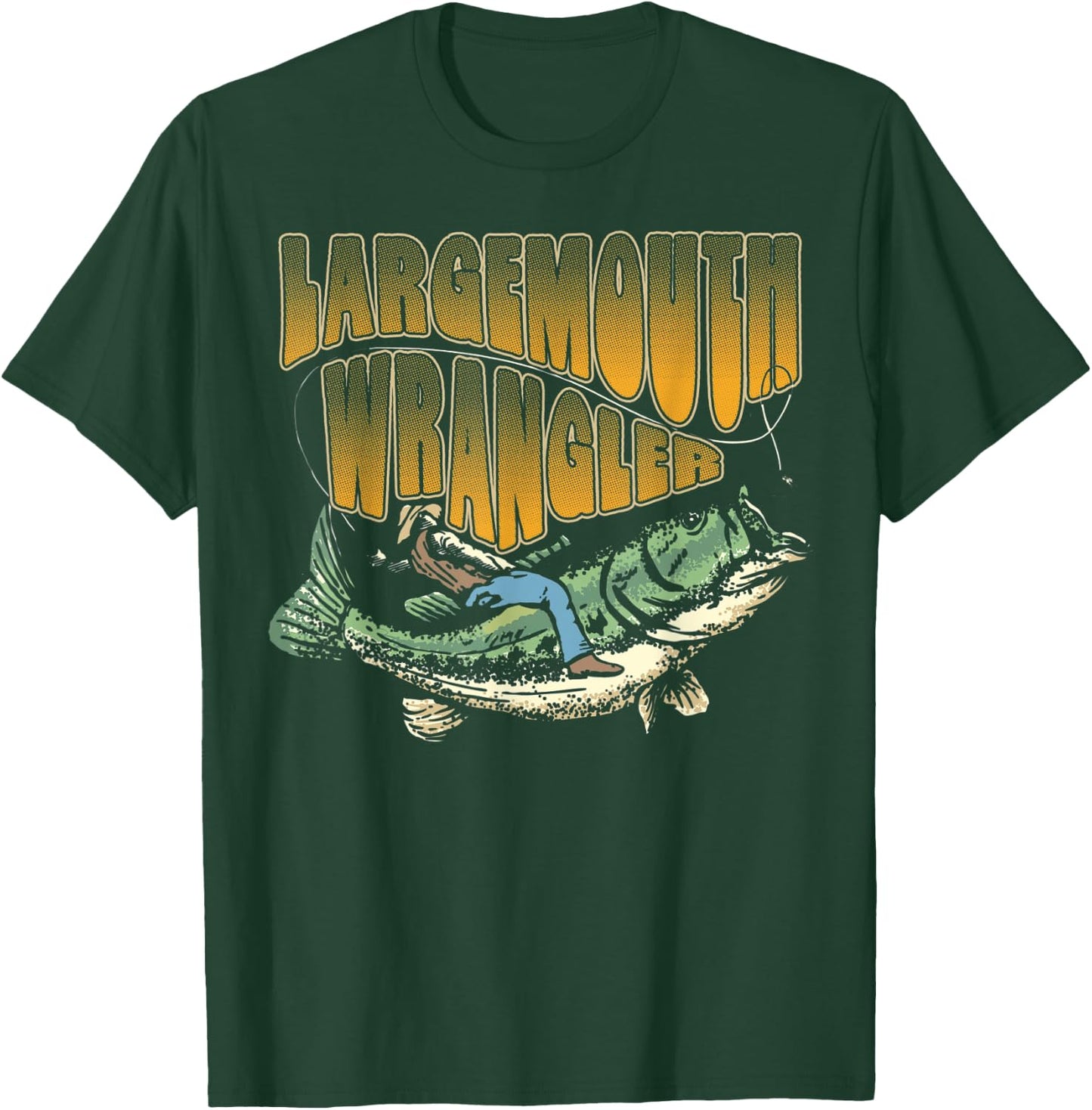 Largemouth Bass Wrangler Funny Bass Fisherman Fishing T-Shirt - T-Shirt | Forest