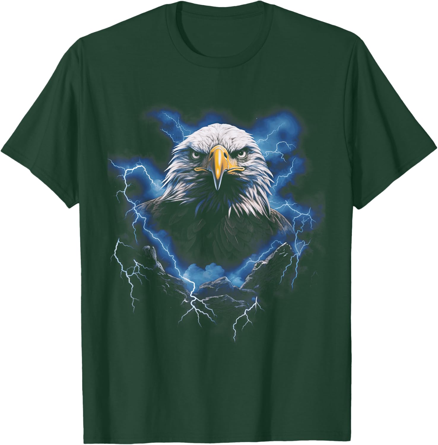 Bald eagle Bird Nature Usa Lightning T-Shirt - T-Shirt | Forest