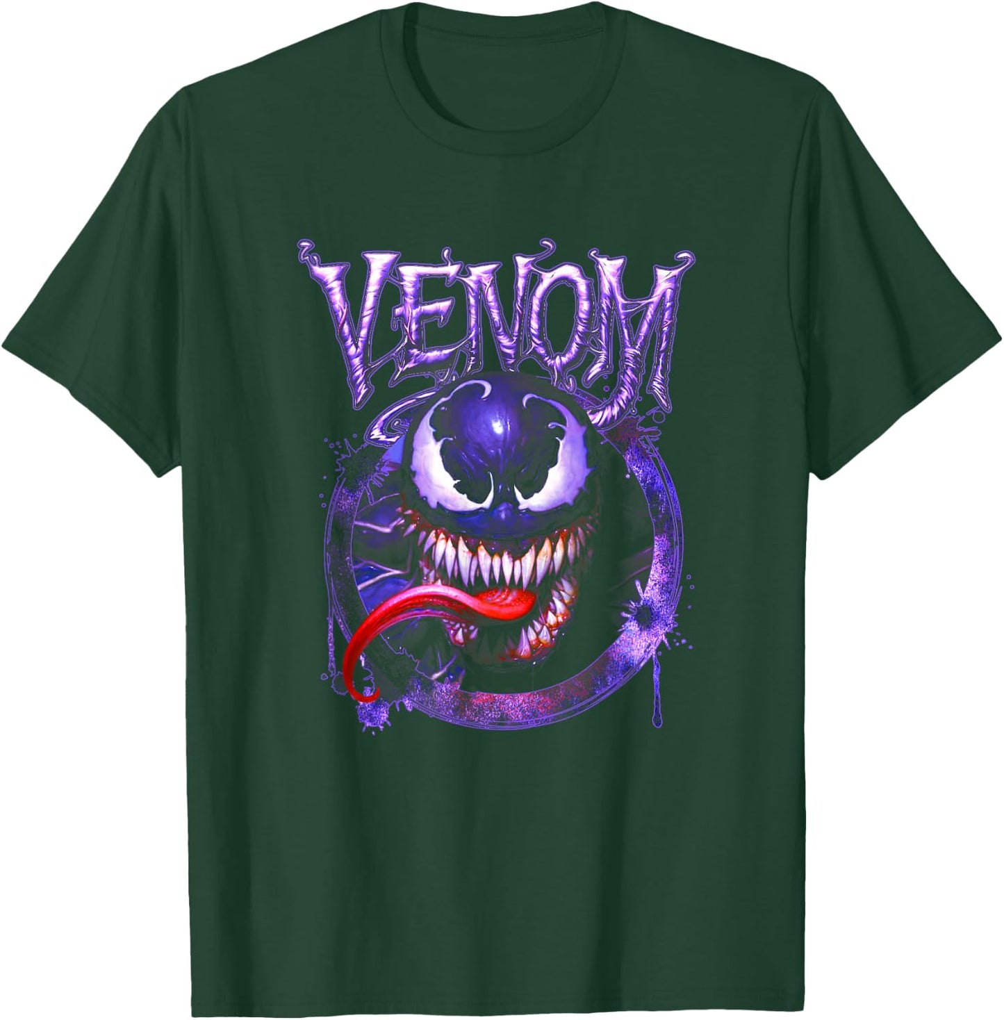 Marvel Spider-Man Venom Scary Face Dripping Vintage Portrait T-Shirt - T-Shirt | Forest